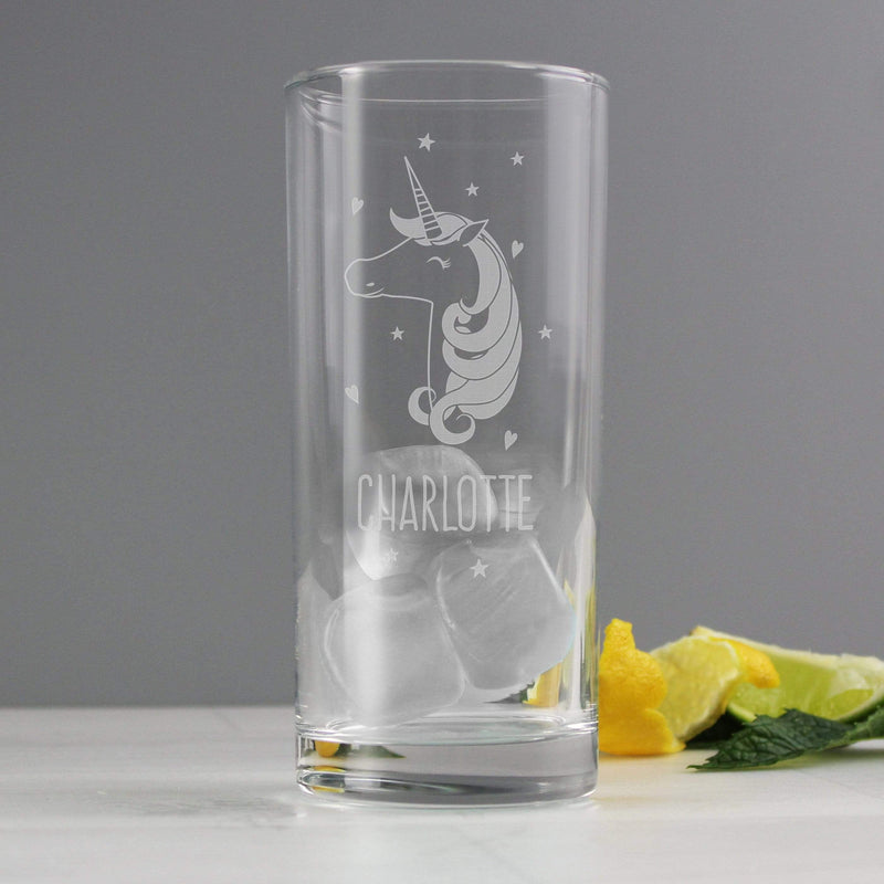 Personalised Memento Glasses & Barware Personalised Unicorn Engraved Hi Ball Glass