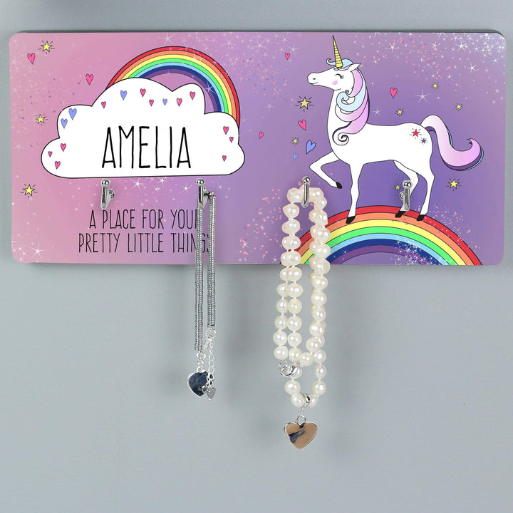 Personalised Memento Wooden Personalised Unicorn Jewellery Hooks