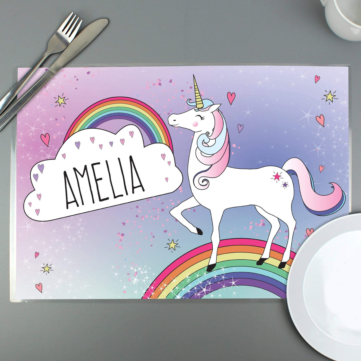 Personalised Memento Mealtime Essentials Personalised Unicorn Placemat