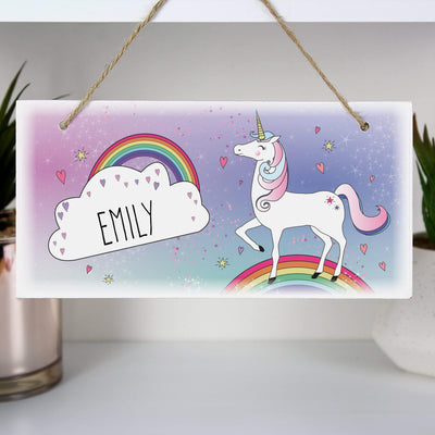 Personalised Memento Hanging Decorations & Signs Personalised Unicorn Wooden Sign