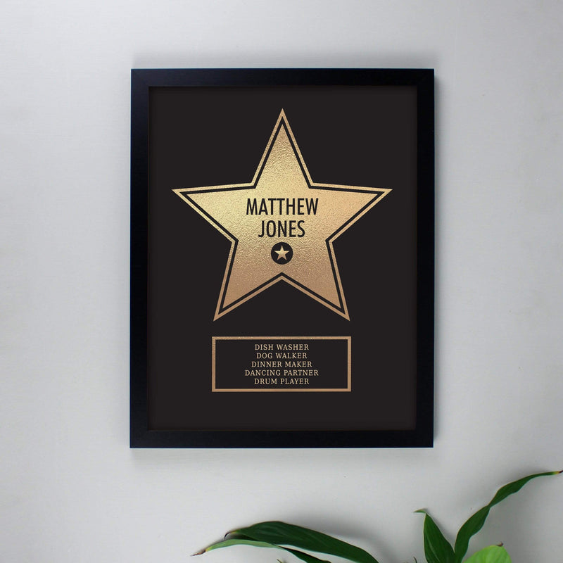 Personalised Memento Framed Prints & Canvases Personalised Walk of Fame Star Award Black Framed Print