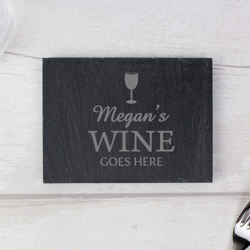 Personalised Memento Kitchen, Baking & Dining Gifts Personalised Wine Goes Here... Single Slate Coaster