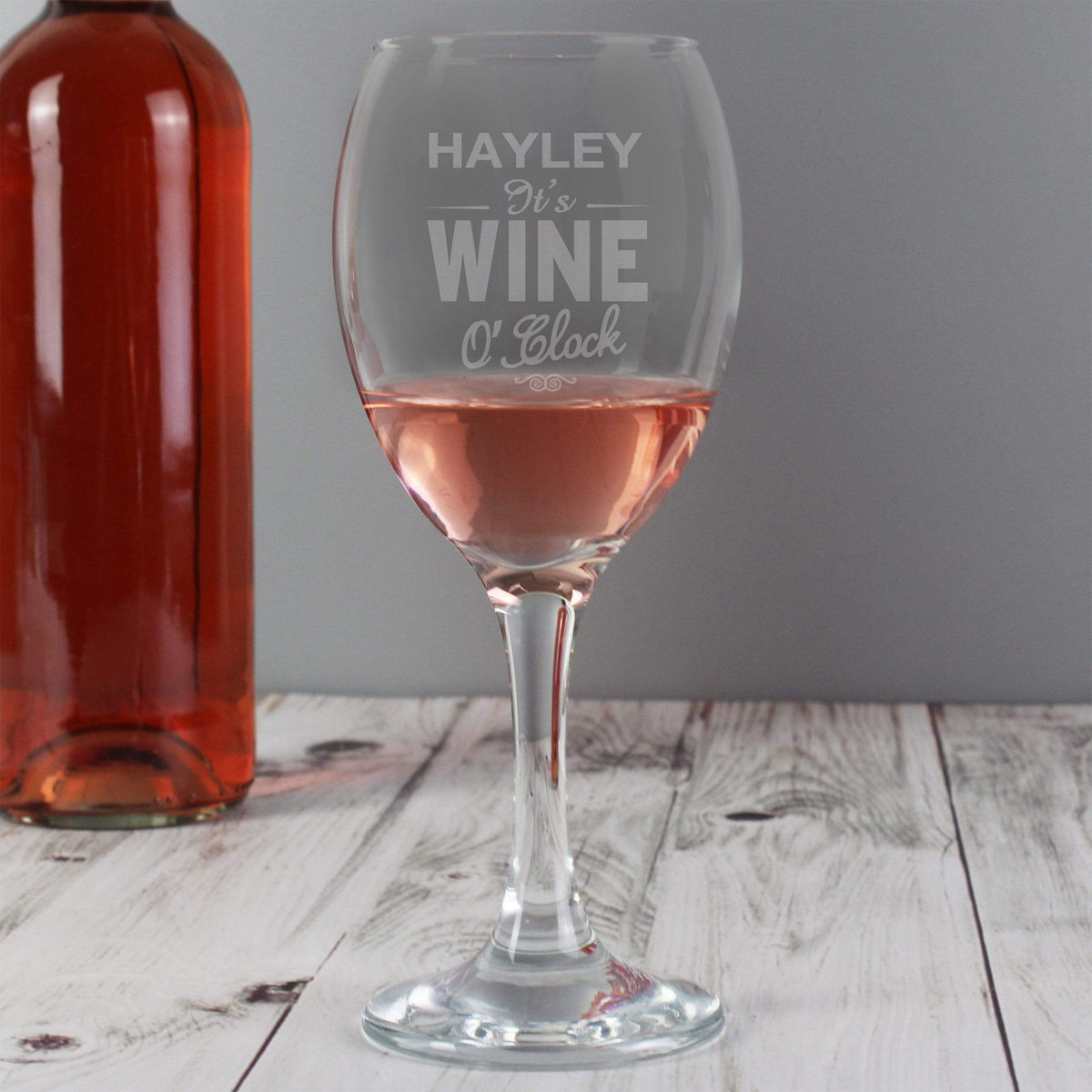 Personalised Memento Glasses & Barware Personalised Wine O'Clock Engraved Wine Glass