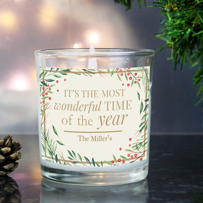 Personalised Memento Christmas Decorations Personalised 'Wonderful Time of The Year' Christmas Scented Jar Candle