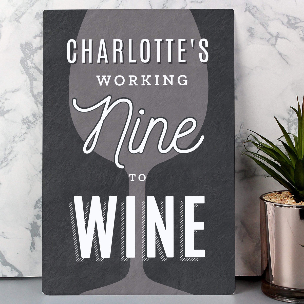 Personalised Memento Hanging Decorations & Signs Personalised Working Nine to Wine Metal Sign