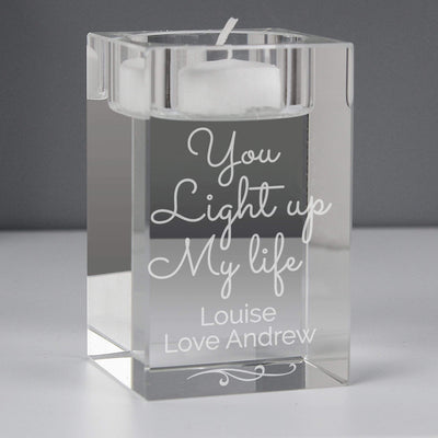 Personalised Memento Candles & Reed Diffusers Personalised You Light Up My Life Glass Tea Light Holder