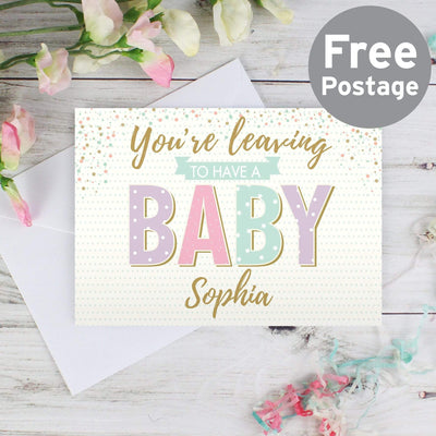 Personalised Memento Greetings Cards Personalised 'You're Leaving to Have a Baby' Card