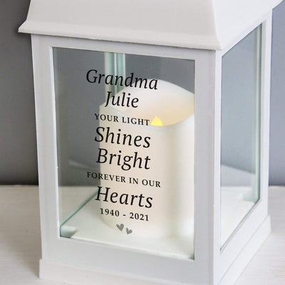 Personalised Memento LED Lights, Candles & Decorations Personalised 'Your Light Shines Bright' White Lantern