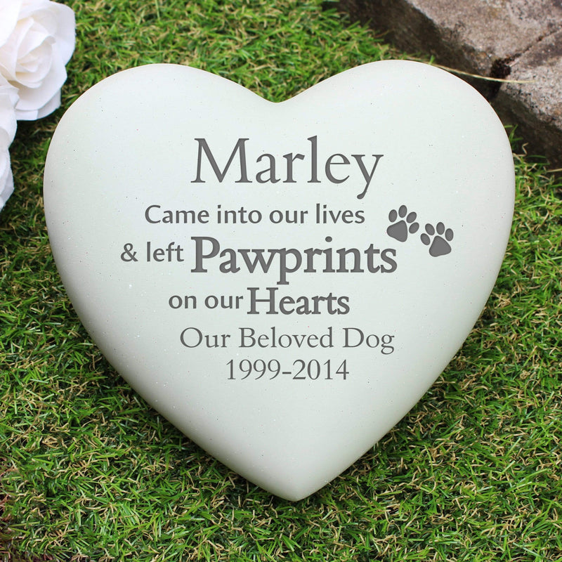 Personalised Memento Memorials Personalised Pet Pawprints Heart Memorial