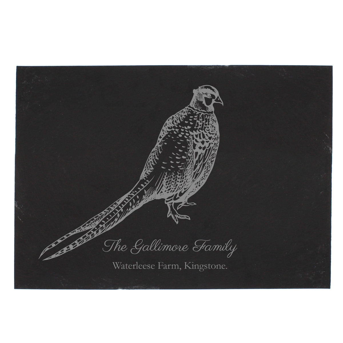 Personalised Memento Slate Personalised Pheasant Slate Placemat