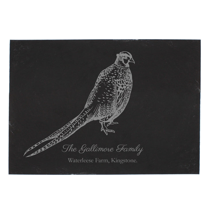 Personalised Memento Slate Personalised Pheasant Slate Placemat
