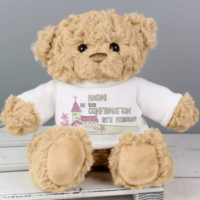 Personalised Memento Plush Personalised Pink Church Teddy Bear