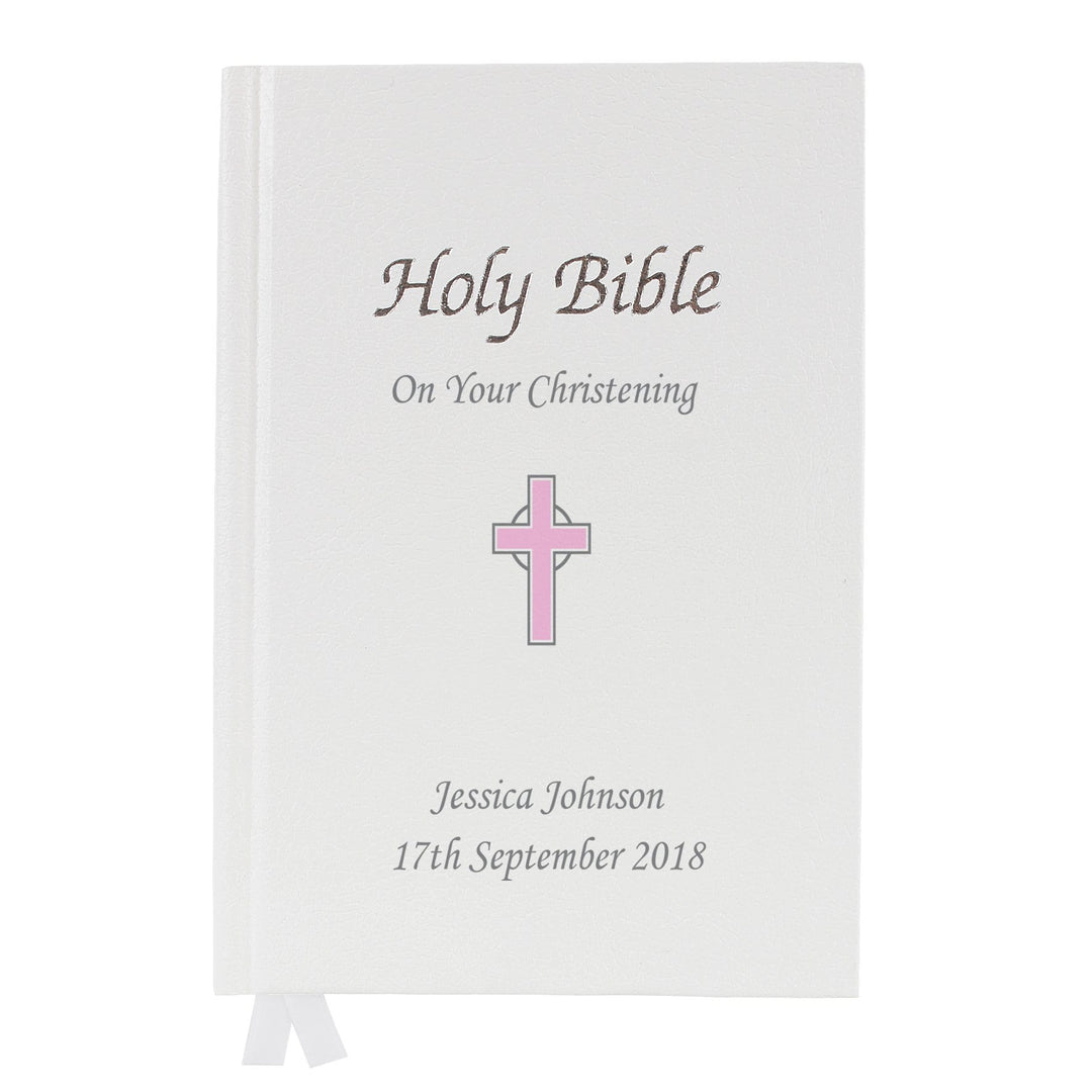 Personalised Memento Books Personalised Pink Cross Bible