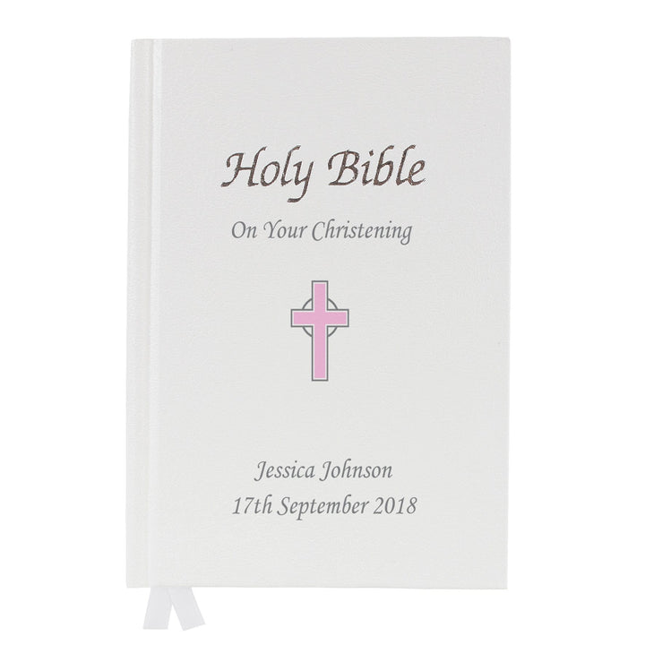 Personalised Memento Books Personalised Pink Cross Bible