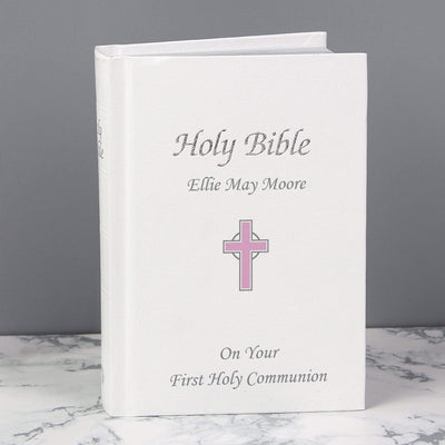 Personalised Memento Books Personalised Pink Cross Bible