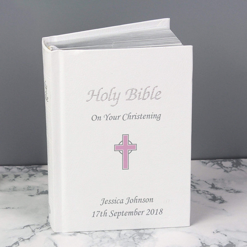 Personalised Memento Books Personalised Pink Cross Bible