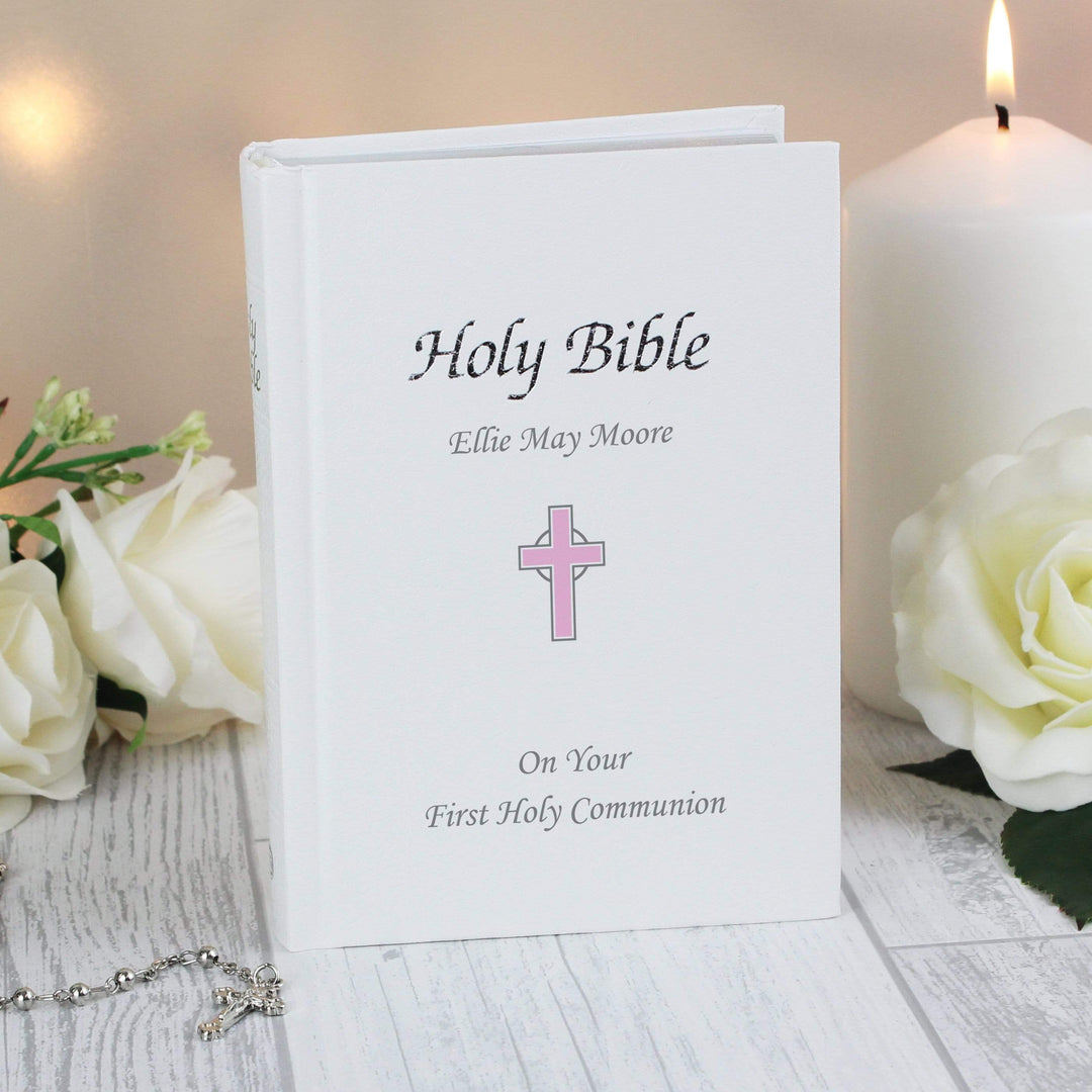 Personalised Memento Books Personalised Pink Cross Bible