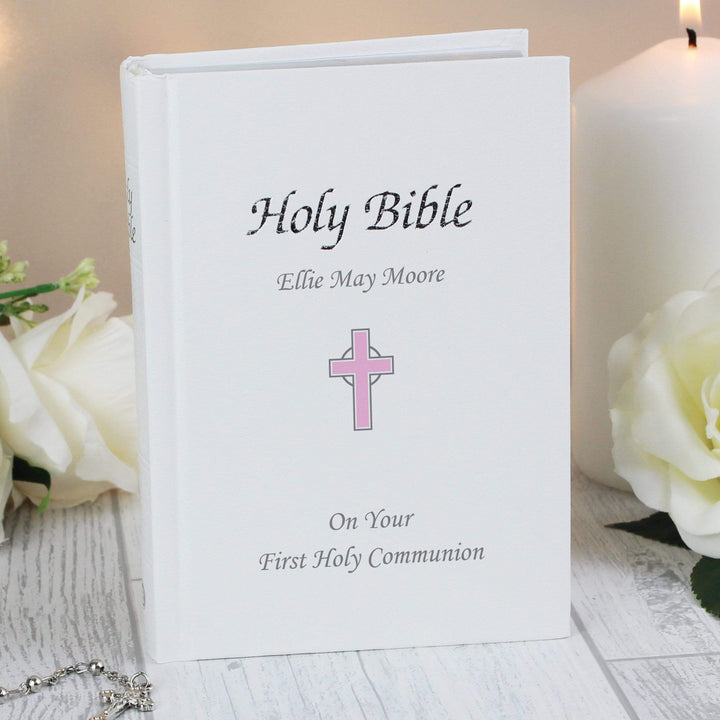 Personalised Memento Books Personalised Pink Cross Bible