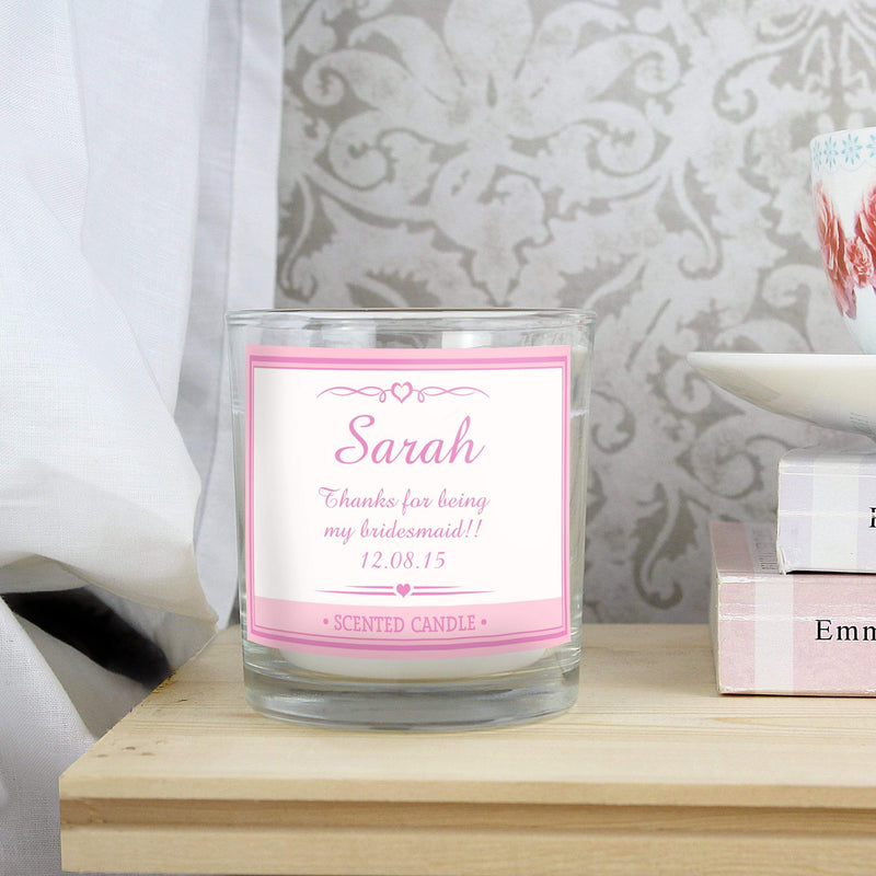 Personalised Memento Candles & Reed Diffusers Personalised Pink Elegant Scented Jar Candle