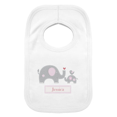 Personalised Memento Mealtime Essentials Personalised Pink Elephant 0-3 Months Baby Bib