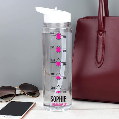Personalised Memento Mealtime Essentials Personalised Pink 'Hydration Tracker' Island Water Bottle