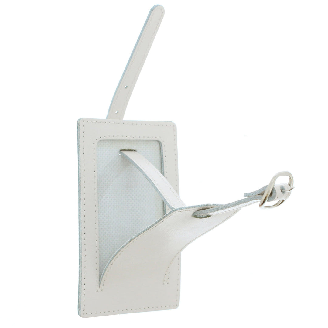 Personalised Memento Leather Personalised Pink Name Cream Luggage Tag