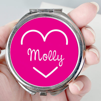 Personalised Memento Keepsakes Personalised Pink Name Island Compact Mirror