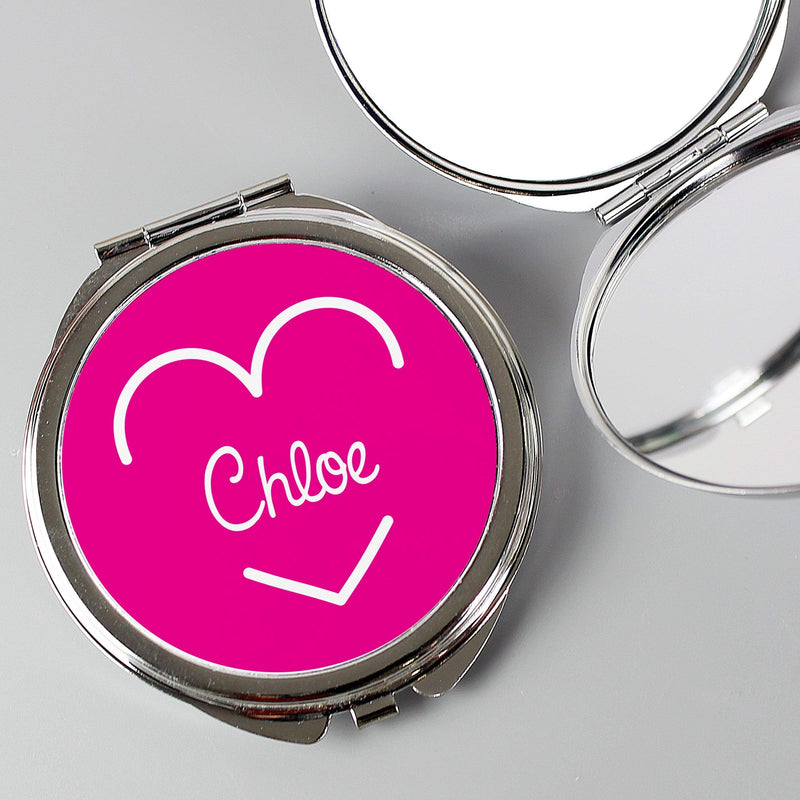 Personalised Memento Keepsakes Personalised Pink Name Island Compact Mirror