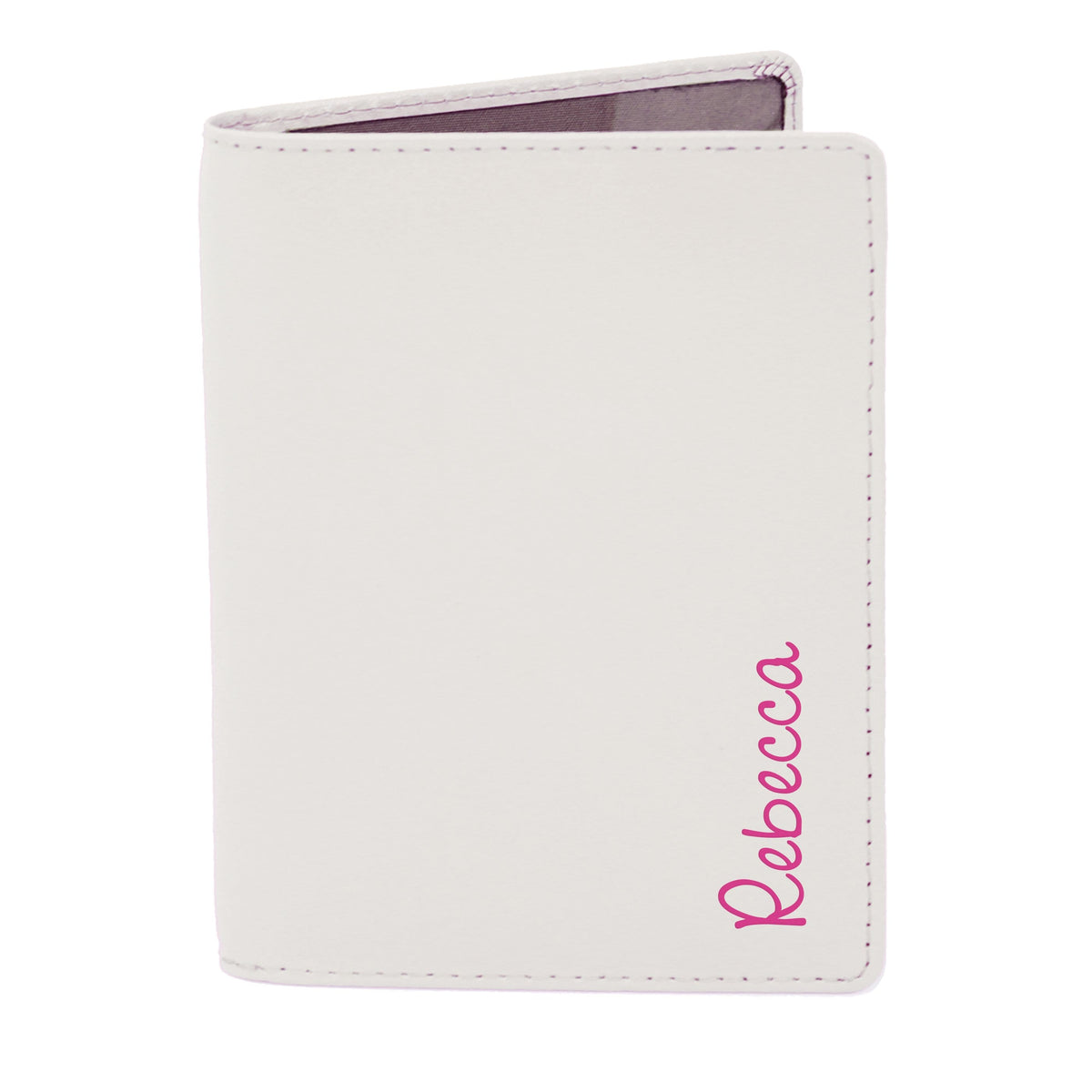Personalised Memento Leather Personalised Pink Name Island Cream Passport Holder