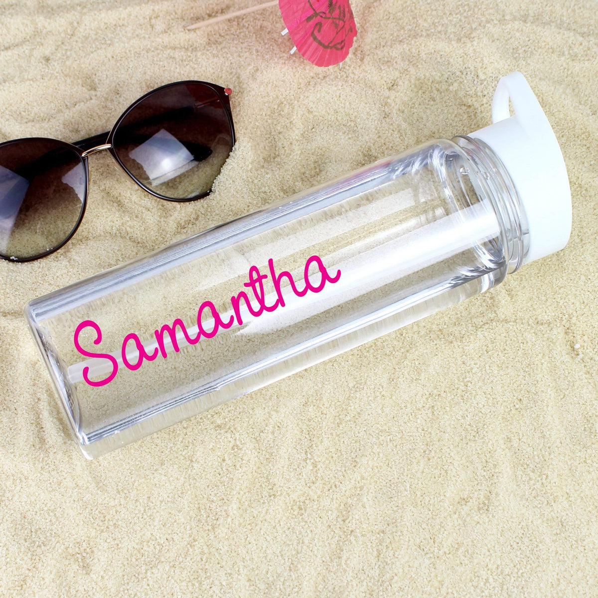 Personalised Memento Mealtime Essentials Personalised Pink Name Island Water Bottle