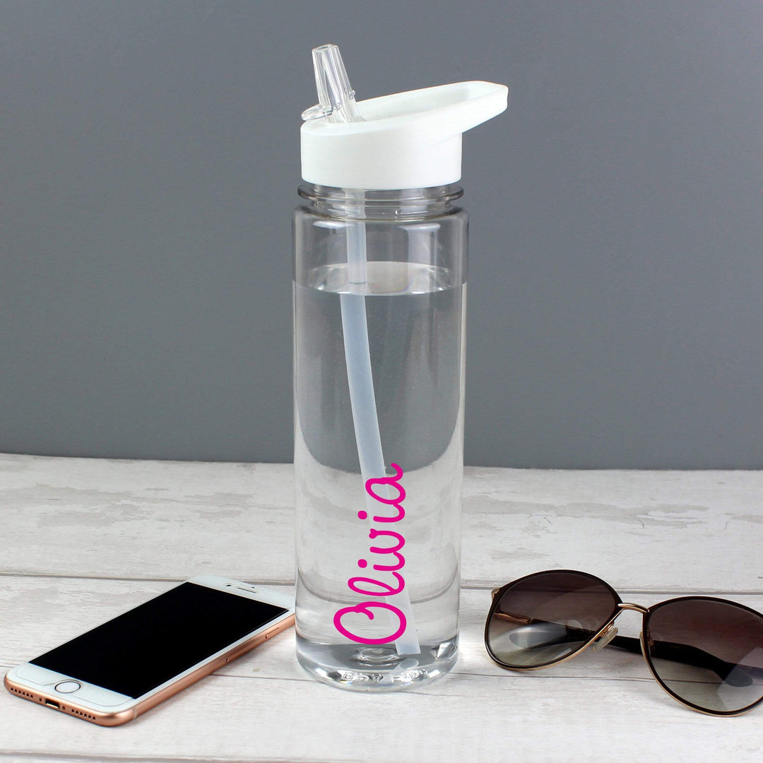 Personalised Memento Mealtime Essentials Personalised Pink Name Island Water Bottle