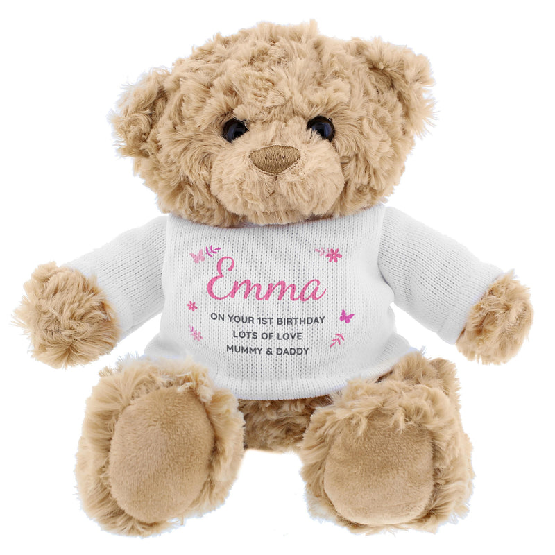 Personalised Memento Personalised Pink Name & Message Teddy Bear