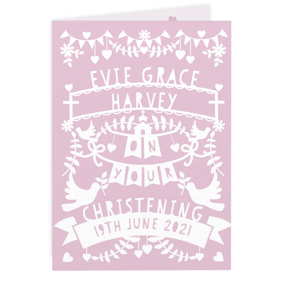 Personalised Memento Personalised Pink Papercut Style Card