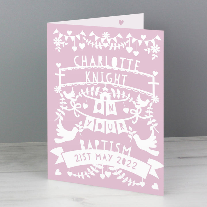 Personalised Memento Personalised Pink Papercut Style Card