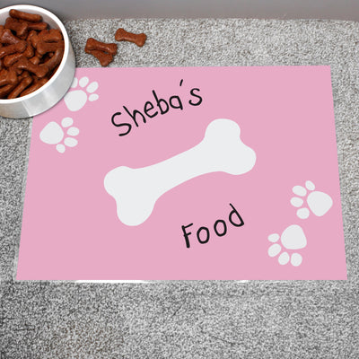 Personalised Memento Mealtime Essentials Personalised Pink Paw Print Dog Placemat