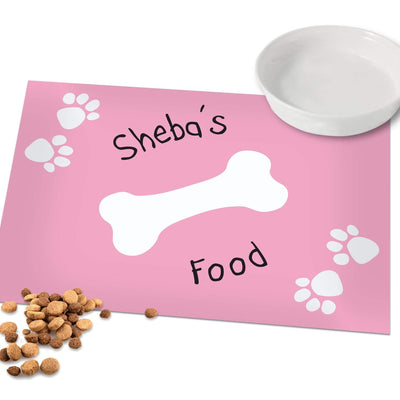 Personalised Memento Mealtime Essentials Personalised Pink Paw Print Dog Placemat