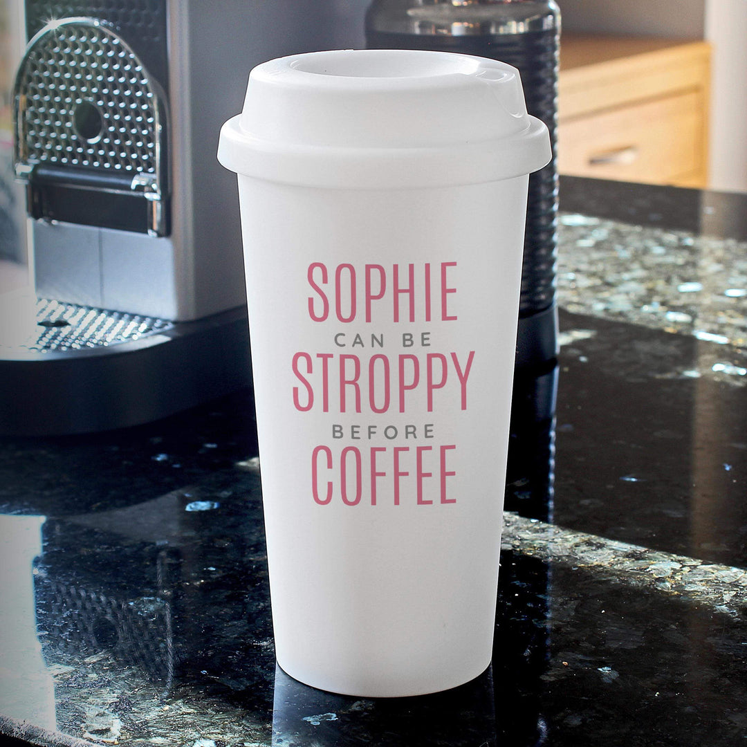 Personalised Memento Personalised Pink Text Slogan Insulated Eco Travel Cup
