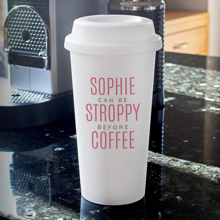 Personalised Memento Personalised Pink Text Slogan Insulated Eco Travel Cup