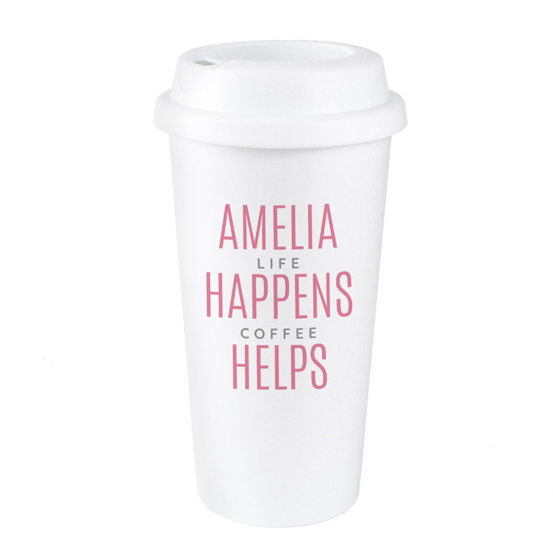 Personalised Memento Personalised Pink Text Slogan Insulated Eco Travel Cup
