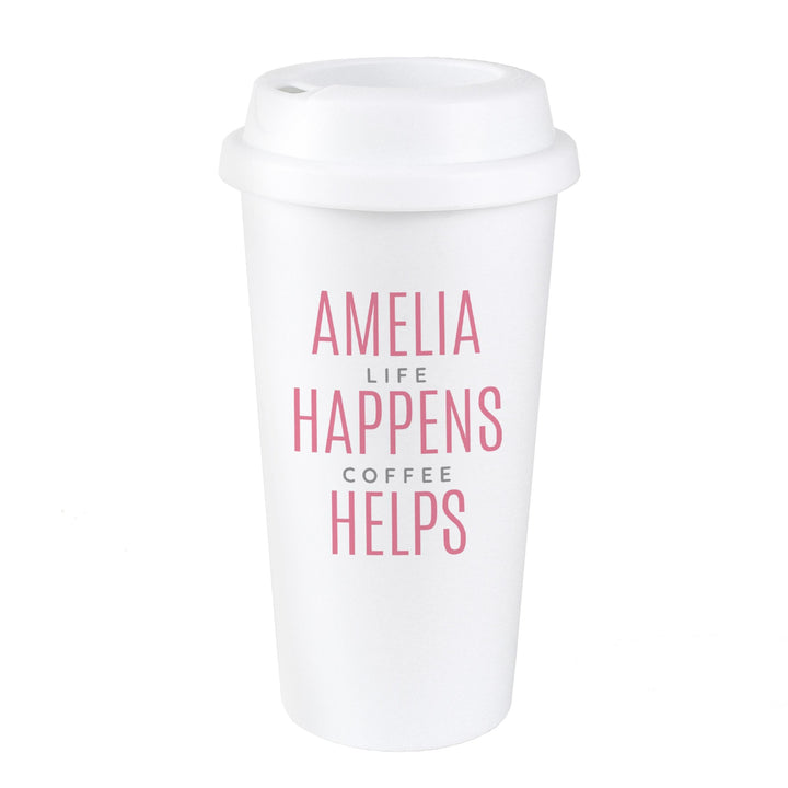 Personalised Memento Personalised Pink Text Slogan Insulated Eco Travel Cup