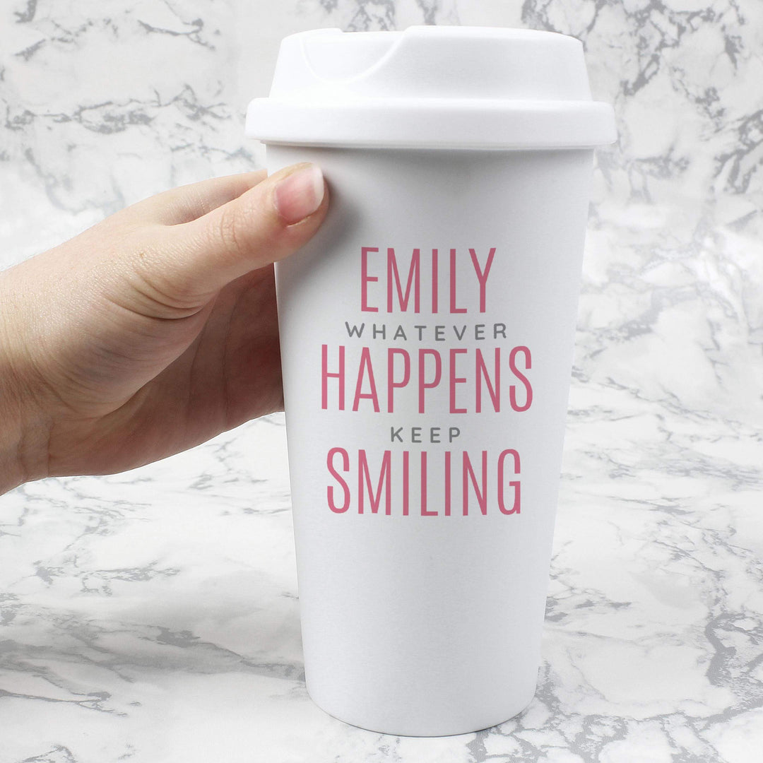 Personalised Memento Personalised Pink Text Slogan Insulated Eco Travel Cup