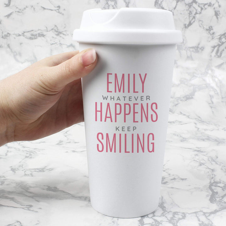 Personalised Memento Personalised Pink Text Slogan Insulated Eco Travel Cup