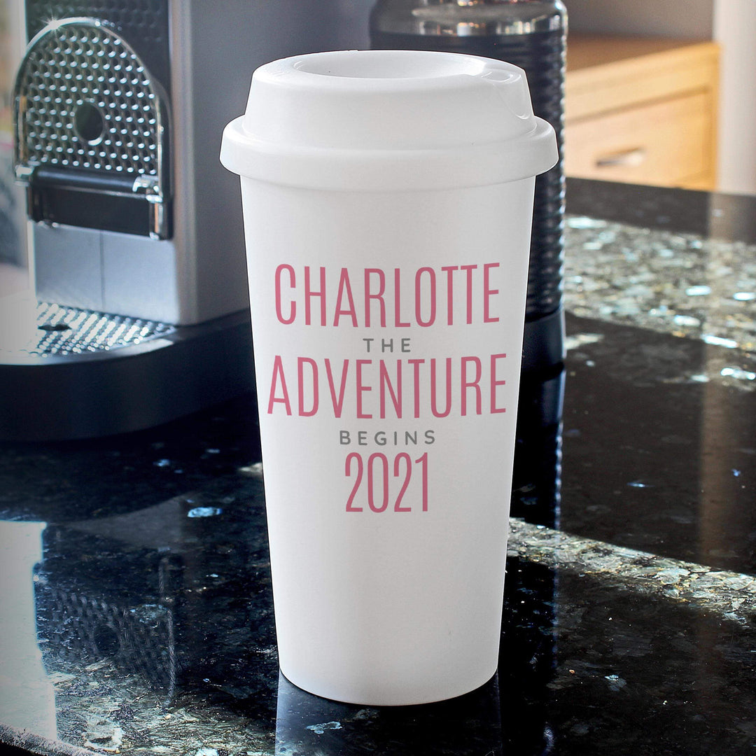 Personalised Memento Personalised Pink Text Slogan Insulated Eco Travel Cup