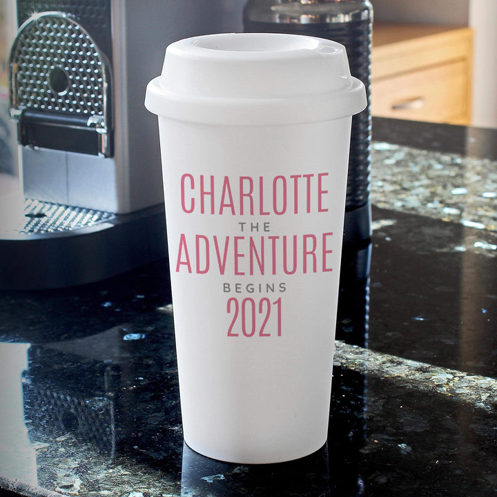 Personalised Memento Personalised Pink Text Slogan Insulated Eco Travel Cup
