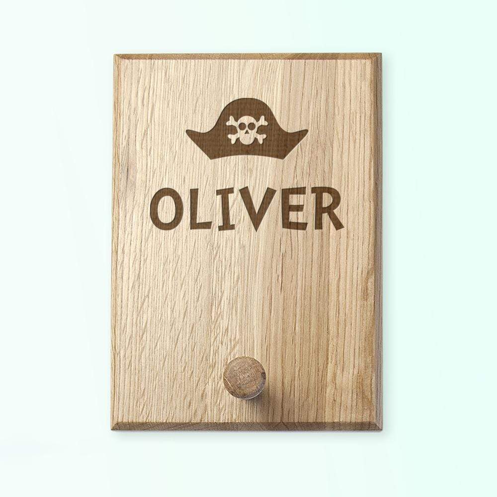 Treat Playful Serif Personalised Pirate Hat Peg Hook