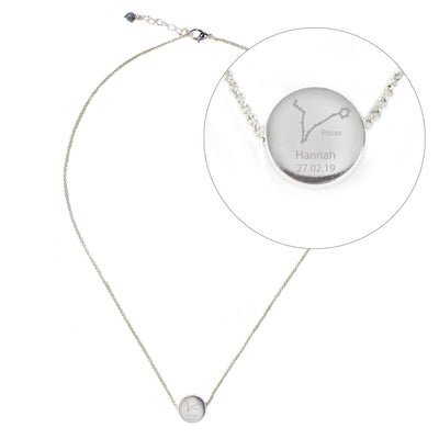 Personalised Memento Jewellery Personalised Pisces Zodiac Star Sign Silver Tone Necklace (February 19th - March 20th)