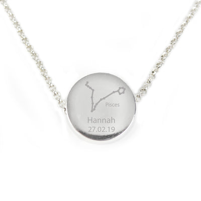 Personalised Memento Jewellery Personalised Pisces Zodiac Star Sign Silver Tone Necklace (February 19th - March 20th)