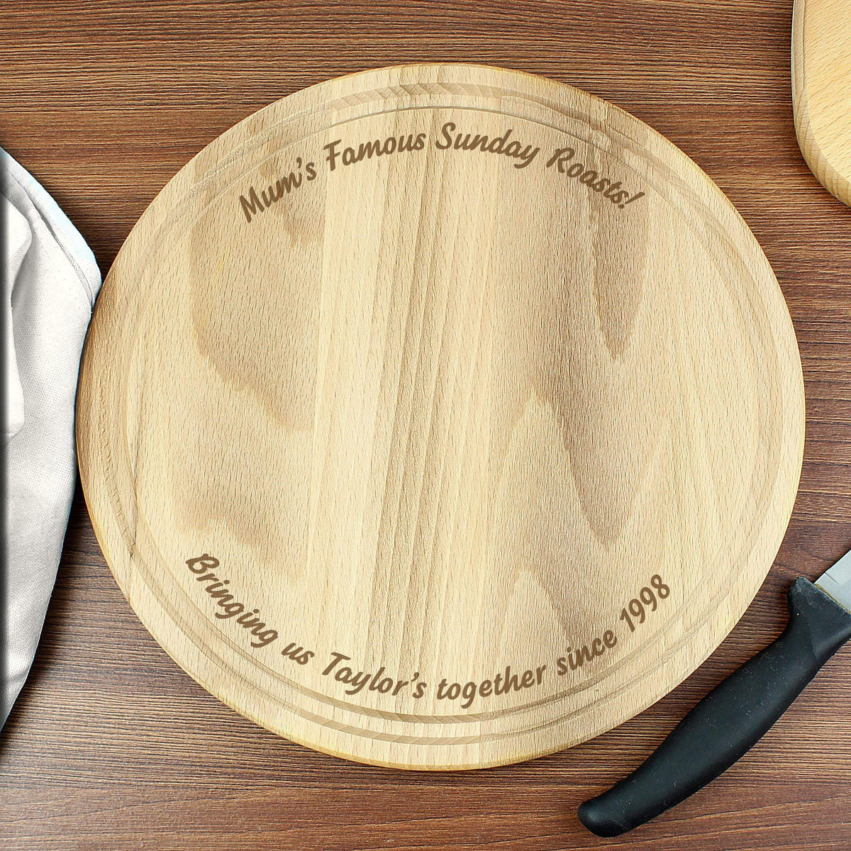 Personalised Memento Personalised Plain Round Chopping Board