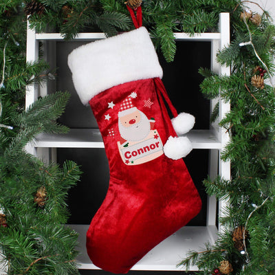 Personalised Memento Personalised Pocket Santa Luxury Red Stocking