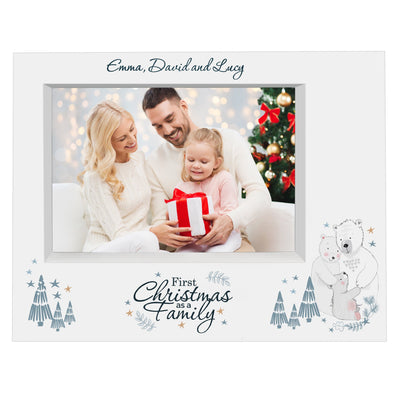 Personalised Memento Photo Frames, Albums and Guestbooks Personalised Polar Bear '1st Christmas As A Family' 7x5 Box Photo Frame